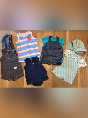 0-3 romper and overall bundle - 8 pieces